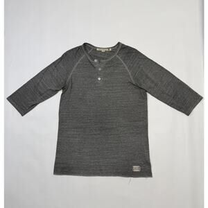 Iron & Resin Shirt Mens Small Heather Gray Henley Raglan 3/4 Sleeve Made USA